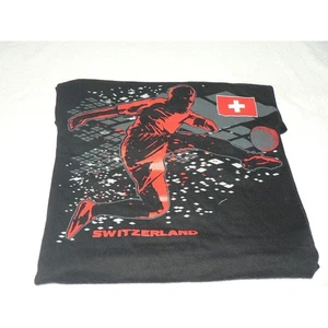 Kids National Soccer Apparel Switzerland T-Shirt Black/Red Size Large 14-16 - Picture 1 of 2