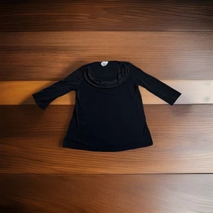 Carolyn Strau. black long-sleeved top with a cowl neckline. Sz-L - Picture 1 of 8