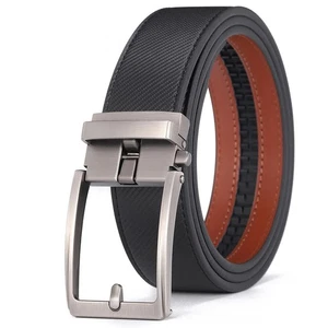 Unisex Click Belt Genuine Leather Auto Buckle Luxury Strap for Men Jeans - Picture 1 of 5