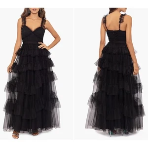 NEU Betsy Adam schwarz Tüll Rüschen Stufenkleid formell Party Maxikleid Gr. 4 - Bild 1 von 7