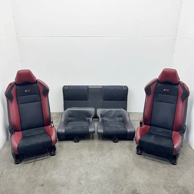 2018 SUBARU BRZ TS SEAT SET FRONT & REAR LEATHER SUEDE RED & BLACK OEM RARE! - Image 1 of 4