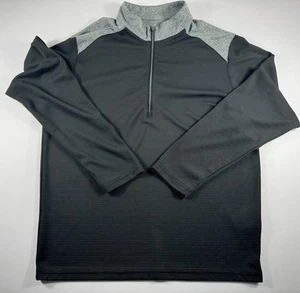 Pullover Antigua Para Hombre L Negro Gris Golf Cuello 1/4 Qtr Manga Larga Acanalado - Imagen 1 de 5
