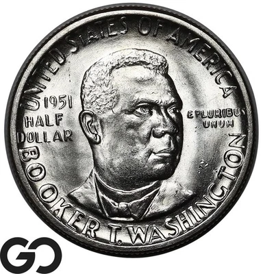 1951 Booker T. Washington Commemorative Half Dollar, Blast White Gem - Image 1 of 3