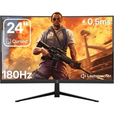 GAMEPOWER Curved Monitor 24 zoll 180Hz FullHD PC Bildschirm mit Lautsprecher T40 - Bild 1 von 4