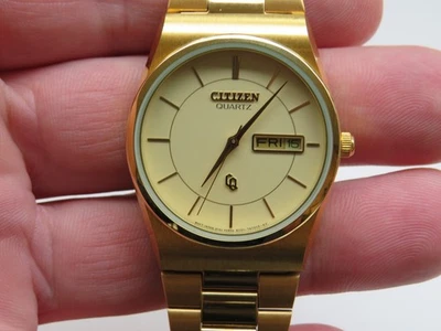 Reloj de pulsera vintage de cuarzo para hombre CITIZEN 6101 con caja y papeles tono dorado Foto 1 de 4
