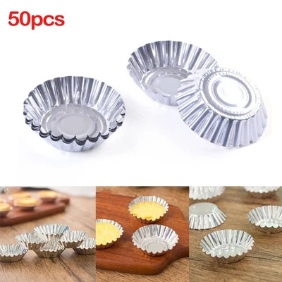 Casa Uova Tartina Stampo Forno Antiaderente Rotondo Argento Latta Carta 50Pcs - Immagine 1 di 4