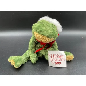Vintage Heritage Collection by Ganz Christmas Green Frog Plush With Tag And Hat - Picture 1 of 8