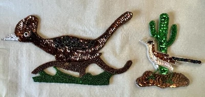 2 apliques de lentejuelas y cuentas Roadrunner Bird para coser Foto 1 de 4