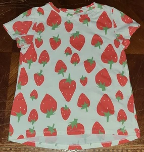 girls Old Navy white short sleeve STRAWBERRY t-shirt, softest tee, top MEDIUM 8 - Picture 1 of 6