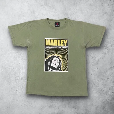 Camiseta De Colección Bob Marley Reggae Música Estilo Patín Gráfico Verde Talla Grande Foto 1 de 4