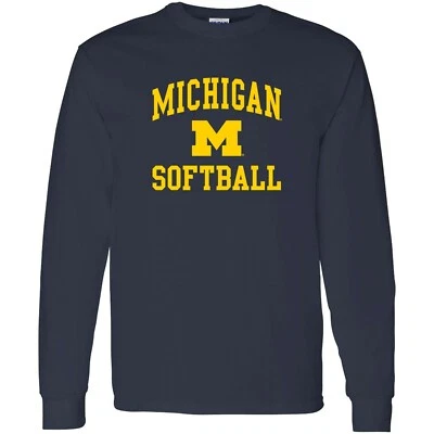 Softbol manga larga con logotipo de arco de Michigan Wolverines - azul marino Foto 1 de 4