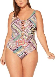 Bleu Rod Beattie 270729 Plus Size Lace Down Off-The-Shoulder Mio Multi 20W - Picture 1 of 2