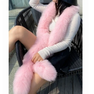 Super Long Double-sided Ladies Scarf Fox Fur Shawl Bib Fur Scarves -200x10cm - Picture 1 of 12