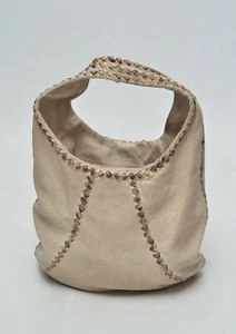 Bolso Hobo Bottega Veneta Lujo Cuero Beige Tejido Perforado Hecho en Italia - Imagen 1 de 14