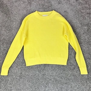 Treasure & Bond Yellow Tight Knit Sweater Sz S Womens Crew Neck Long Sleeve Top - Picture 1 of 7