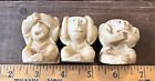 Vintage Set 3 Wise Monkeys Hand Carved Figures