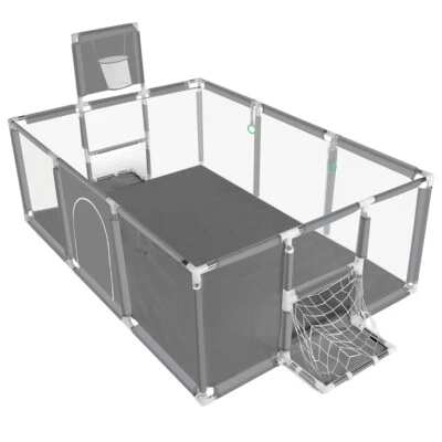 Large Kids Playpen Safety Play Yard 150D w/ Basketball Hoop Indoor Outdoor - image 1 of 4