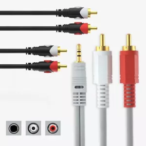3.5mm Stereo Jack to 2 RCA Phono Mono Left/Right Plugs Audio Cable Lead 1.5m-20m - Picture 1 of 6