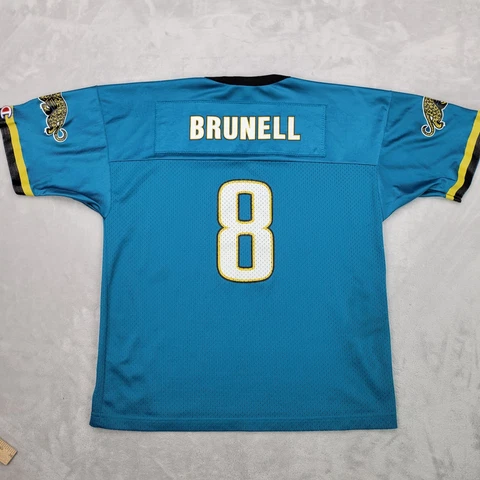 Jacksonville Jaguars Jersey Boys XL Blue Vintage Shirt Mark Brunell Kids Youth Cover