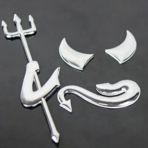 3D Car Stickers Auto Trunk Emblem Logo Fork Devil Demon Decal Car Accessories - Picture 1 of 6