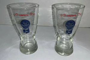 LOTE DE 2 Gafas Pilsner Libby PABST CINTA AZUL 6 1/4" Alto Marcadas L - Imagen 1 de 12