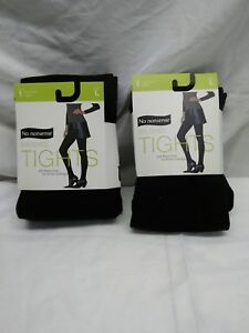 No Nonsense 2 Pair of Brushed Fleece Lined Tights Black Large 