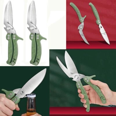 2pcs Removable Kitchen Scissors Chicken Bone Bottle Opener Meat Scissors Set Green - Image 1 of 4