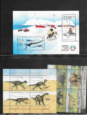 Argentina (2 Scans) Dinosaurs / Prehistoric Mammals Stamps and S Sheets MNH Lot  - Image 1 of 2
