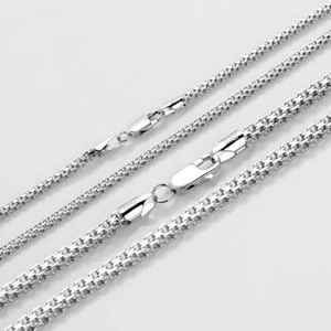 Real Solid 925 Sterling Silver Necklace Box Chain Fashion Punk Jewelry 18"-24" - Picture 1 of 9