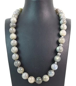 Collana in Labradorite con chiusura in Argento 925 e ZirconiMade in Italy - Foto 1 di 3