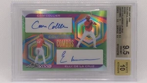 BGS 9.5 Gem Mint 2022 Leaf Vivid Dual Auto Elly De La Cruz/Cam Collier Auto /15 - Picture 1 of 4