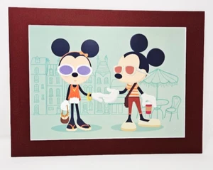 Disney Parks Shanghai Hipster Mickey Minnie Holding Hands Art Print LE 2500 New - Picture 1 of 5