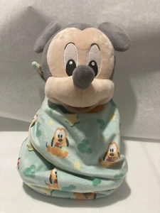 Disney Baby Mickey Mouse in a Swaddle Blanket Pouch Plush Disney Parks - Picture 1 of 17