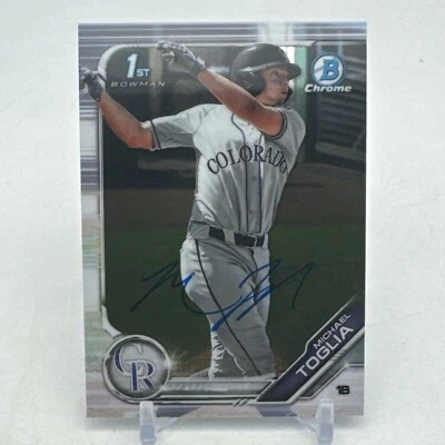 Michael Toglia 2019 Bowman 1st Draft Chrome #BDC-64 Colorado Rockies SIGNED Hot! - Image 1 of 2