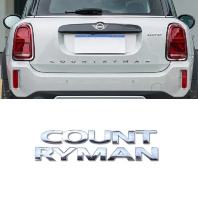Per BMW MINI COUNTRYMAN 1PZS Adesivo Posteriore LOGO Metallo Lettera Emblemi Argento Lucido - Immagine 1 di 4