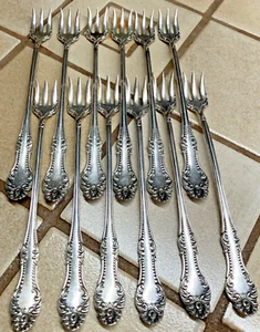 WM A ROGERS CARLTON A1 SILVERPLATE 1898 SET OF 12 SEAFOOD COCKTAIL FORKS - Picture 1 of 7