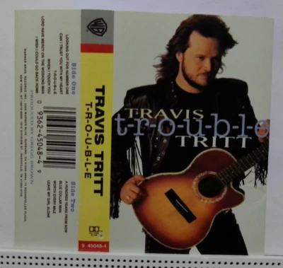 1, TRAVIS TRITT-T-R-O-U-B-L-E, USED AUDIO CASSETTE /LYRICS, PASSED OUR PLAY TEST - Image 1 of 3