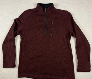 Suéter Woolrich Para Hombres Mediano Granate 1/4 Cuarto Cremallera Polar Pescador - Imagen 1 de 12