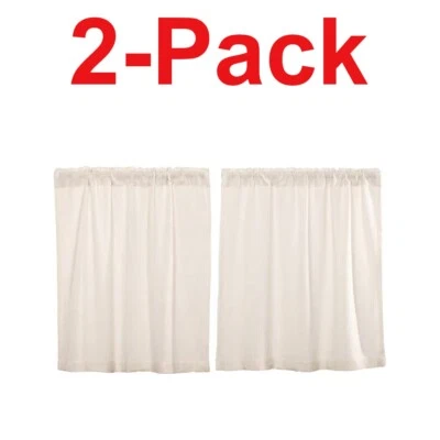 2 pares de marcas VHC blancas 36 W x 36 L pulgadas Paneles de ventana de bolsillo de varilla de algodón Foto 1 de 4