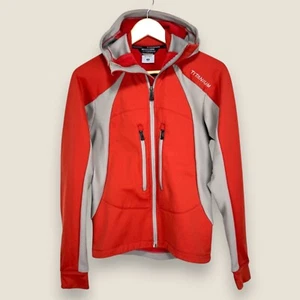 Columbia Titanium Ascender Jacket Men Small Orange Gray Hooded Zip Soft Shell - Picture 1 of 13