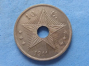 159) Bélgica Congo 10 céntimos 1911 sin problemas £3,00 - Imagen 1 de 2