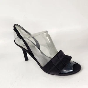 Stuart Weitzman sandalo stiletto plissettato slingback taglia 8 nero scarpa da sera Luxe - Foto 1 di 8