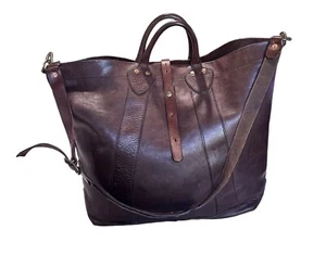 Vintage Ralph Lauren The Double RL Supply Co Tumbled Tote 2 Way Brown Leather - Bild 1 von 21