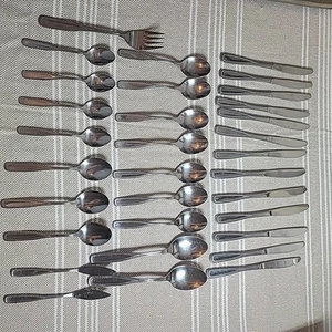 Oneida NORTHLAND CLASSIC HARMONY Glossy STAINLESS FLATWARE Beaded LOT 32 PCs - Picture 1 of 11