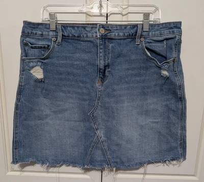 Minifalda vaquera OLD NAVY para mujer talla 16 denim envejecido dobladillo crudo 5 bolsillos R-30 Foto 1 de 4