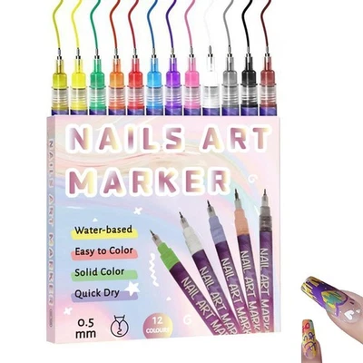 12Colors Nail Art Pens Set 3D Nail Polish Pen Graffiti Dotting Pen Acrylic DIY ✲ - Image 1 of 4