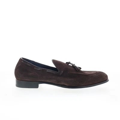 Di Bianco Napoli Mens Brown Suede Slip On Loafers & Slip Ons Tasseled Shoes - Image 1 of 4