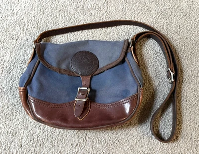 Bolso Mensajero de Hombro De Colección Duluth Pack Azul Marino Lona y Cuero Foto 1 de 4
