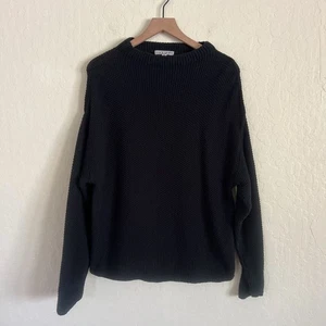 Bryn Walker 100 % Baumwolle strukturierter Strick Drop Shoulder Pullover Sweater Small schwarz - Bild 1 von 6