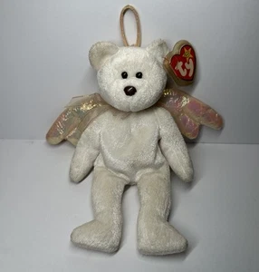 1998 Ty Beanie Babies Halo the Angel Bear Toy Brown Nose New With Tag Rare - Picture 1 of 9